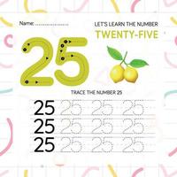 Numbers worksheet for kids, tracing numbers step by step from scratch vector