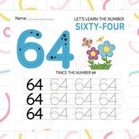 Numbers worksheet for kids, tracing numbers step by step from scratch vector