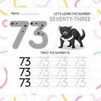 Numbers worksheet for kids, tracing numbers step by step from scratch vector