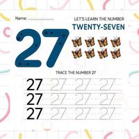 Numbers worksheet for kids, tracing numbers step by step from scratch vector