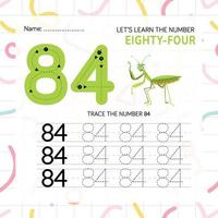 Numbers worksheet for kids, tracing numbers step by step from scratch vector