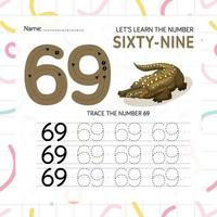 Numbers worksheet for kids, tracing numbers step by step from scratch vector