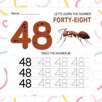 Numbers worksheet for kids, tracing numbers step by step from scratch vector