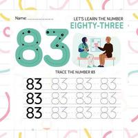 Numbers worksheet for kids, tracing numbers step by step from scratch vector