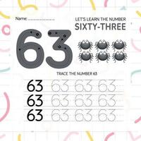 Numbers worksheet for kids, tracing numbers step by step from scratch vector