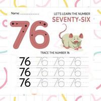 Numbers worksheet for kids, tracing numbers step by step from scratch vector