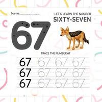 Numbers worksheet for kids, tracing numbers step by step from scratch vector