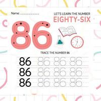 Numbers worksheet for kids, tracing numbers step by step from scratch vector