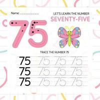 Numbers worksheet for kids, tracing numbers step by step from scratch vector