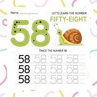 Numbers worksheet for kids, tracing numbers step by step from scratch vector