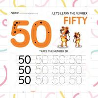 Numbers worksheet for kids, tracing numbers step by step from scratch vector