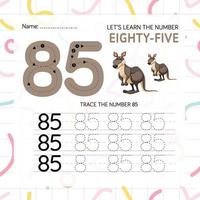 Numbers worksheet for kids, tracing numbers step by step from scratch vector