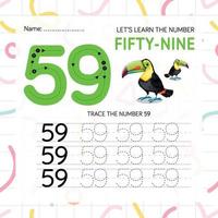 Numbers worksheet for kids, tracing numbers step by step from scratch vector