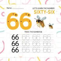 Numbers worksheet for kids, tracing numbers step by step from scratch vector