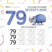 Numbers worksheet for kids, tracing numbers step by step from scratch vector