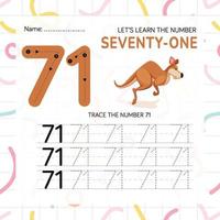 Numbers worksheet for kids, tracing numbers step by step from scratch vector