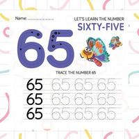 Numbers worksheet for kids, tracing numbers step by step from scratch vector