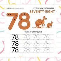 Numbers worksheet for kids, tracing numbers step by step from scratch vector