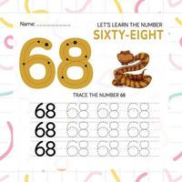 Numbers worksheet for kids, tracing numbers step by step from scratch vector