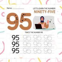 Numbers worksheet for kids, tracing numbers step by step from scratch vector