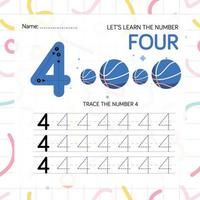 Numbers worksheet for kids, tracing numbers step by step from scratch vector