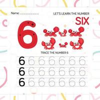 Numbers worksheet for kids, tracing numbers step by step from scratch vector