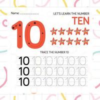 Numbers worksheet for kids, tracing numbers step by step from scratch vector