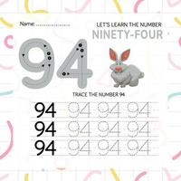 Numbers worksheet for kids, tracing numbers step by step from scratch vector