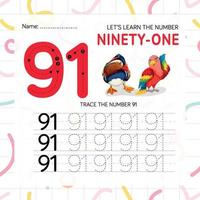 Numbers worksheet for kids, tracing numbers step by step from scratch vector