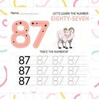 Numbers worksheet for kids, tracing numbers step by step from scratch vector