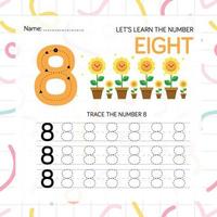 Numbers worksheet for kids, tracing numbers step by step from scratch vector