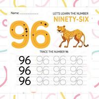 Numbers worksheet for kids, tracing numbers step by step from scratch vector