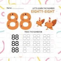 Numbers worksheet for kids, tracing numbers step by step from scratch vector