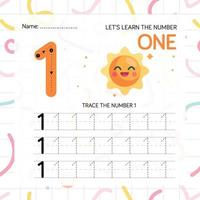 Numbers worksheet for kids, tracing numbers step by step from scratch vector