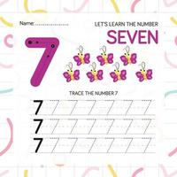 Numbers worksheet for kids, tracing numbers step by step from scratch vector