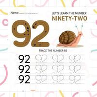 Numbers worksheet for kids, tracing numbers step by step from scratch vector