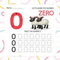 Numbers worksheet for kids, tracing numbers step by step from scratch vector