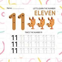 Numbers worksheet for kids, tracing numbers step by step from scratch vector