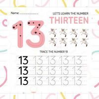 Numbers worksheet for kids, tracing numbers step by step from scratch vector