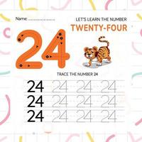 Numbers worksheet for kids, tracing numbers step by step from scratch vector