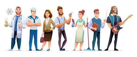 Group of people from different profession characters illustration vector