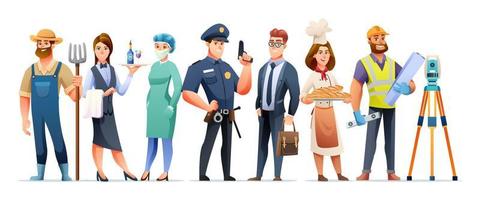 Group of people from different occupation profession characters vector