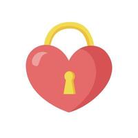 Vector illustration of cartoon Valentine day heart lock isolated on white background.