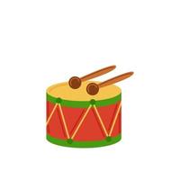 Vector illustration of cartoon drum isolated on white background.