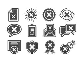 no aprobar un conjunto simple de iconos vectoriales en blanco y negro vector