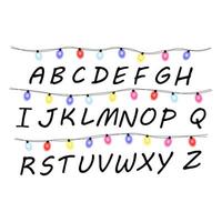 Christmas lights with alphabet. Garlands. Vector illustration