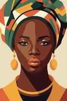 mujer afroamericana negra con pelo rizado arte de la pared estilo matisse vector
