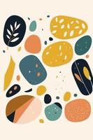 colorful abstract stone plant pebble mosaic nature wall art print poster vector