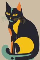 Cat in Matisse style abstract  illustration for wall art decoration poster vector