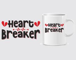 Heart breaker Happy valentine's day mug design vector